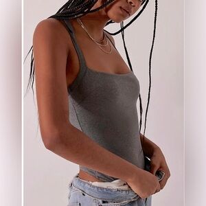 NWOT Free People Intimately, Come On Over Bodysuit, Large, Gray